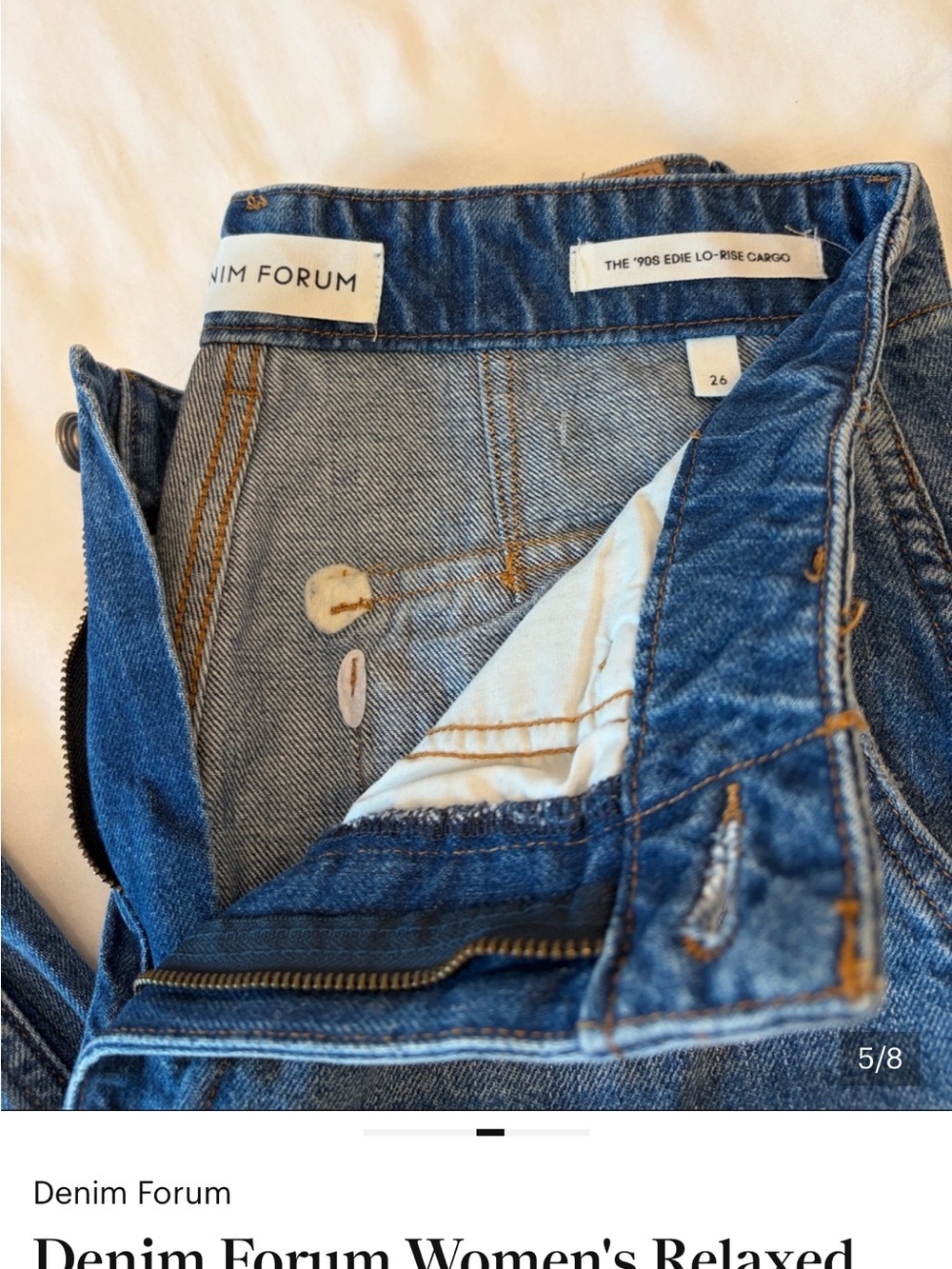 Denim Forum Straight-Leg Relaxed Cargo Jeans - Blue - Picture 5 of 7